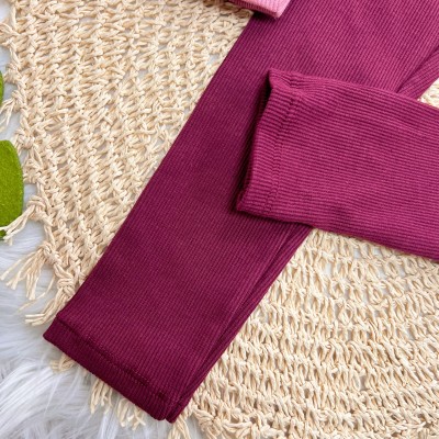 Conj. Blusão de Moletom Believe in Yourself e Calça Legging Canelada- Rose e Uva